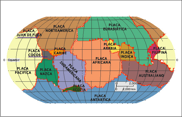 Mapa de placas tectonicas